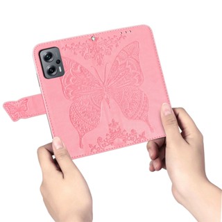 เคสโทรศัพท์มือถือ แบบฝาพับ ลายผีเสื้อ พร้อมช่องใส่บัตร สําหรับ Xiaomi Redmi Note 12 Pro Plus 5G Note 11e Pro 11 11s 11t 12Pro