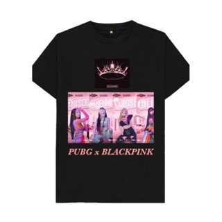 เสื้อยืดคอกลมเสื้อยืดแฟชั่น BLACKPINK SHIRT PUBG X BLACKPINK T-SHIRT Fan Limited Edition. Include Blackpink photocard!S-