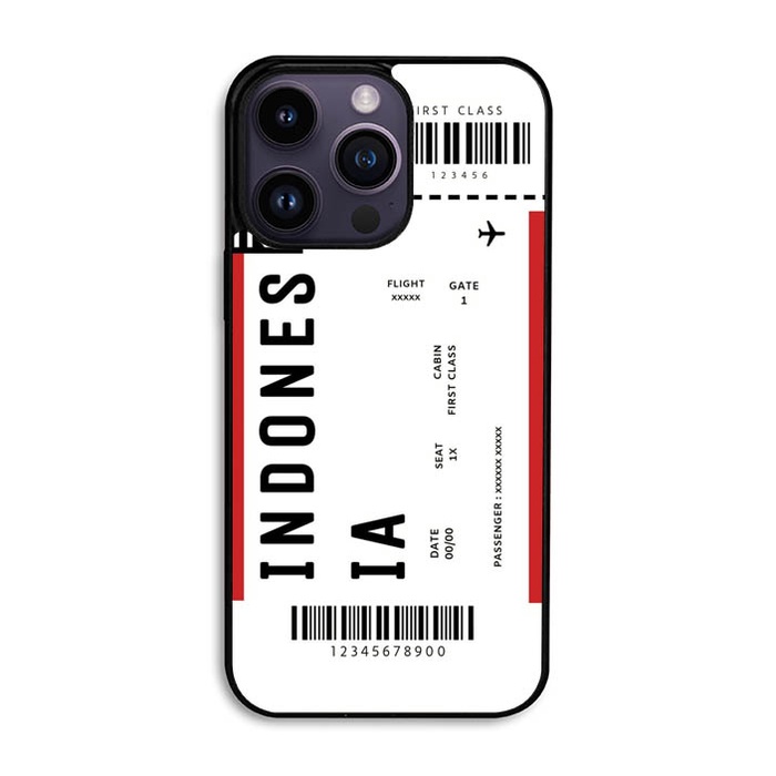 เคส Hardcase iPhone 14 13 Pro Max Mini Plus Flight Ticket อินโดนีเซีย AB0840 เคสแบบกําหนดเอง