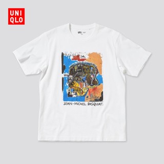 Uniqqlo Basquiat เสื้อยืดแขนสั้นลําลอง ผ้าฝ้าย พิมพ์ลาย ทรงหลวม สําหรับผู้ชาย และผู้หญิง