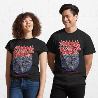 เสื้อยืดผ้าคอตตอน เสื้อยืดผ้าหนา เสื้อยืดผ้าฝ้าย ผ้านุ่ม Morbid angel Classic T-Shirt 821605008399753216