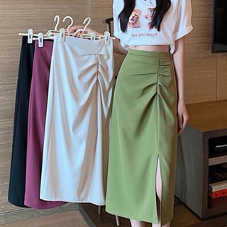 【TG-youzan】 Black Skirt Womens Summer 2023 New High Waist Drooping Irregular Sheath A- line Skirt Small Long Skirt r8H0