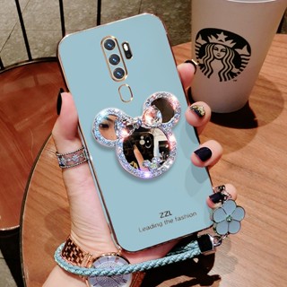 เคสโทรศัพท์สําหรับ OPPO A9 A5 A31 A53 2020 A54 F11 Pro มือถือแบบนิ่ม กันกระแทก ลายการ์ตูน พร้อมกระจก หรูหรา