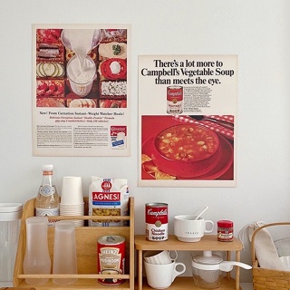 Poster - Carnation Instant Nonfat Dry Milk 1963 , Campbells Vegetable Soup 1967