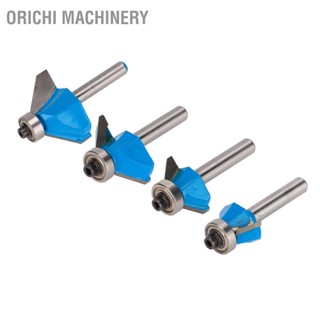 Orichi Machinery ดอกเราเตอร์ 45 องศา 1/4 นิ้ว เครื่องมือลบมุมก้านกลมพร้อมลูกปืนด้านบนสำหรับงานไม้