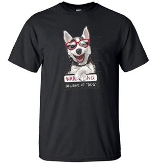 Men T-Shirt Siberian Husky Kawaii Warring Beware Cotton Summer Cool Ptinteds Street Top Men Rock Tshirt Funny Tops_04