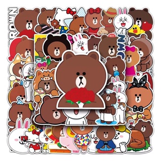 【52 ชิ้น】Large Sticker Line Friends Brown Stickers สติกเกอร์ สติกเกอร์การ์ตูน กันน้ํา สําหรับตกแต่งกระเป๋าเดินทาง แล็ปท็อป สเก็ตบอร์ด คอมพิวเตอร์