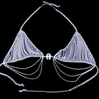 Card diamond Super Flash rhinestone tassel chest chain body chain beach bikini set chain FMS1