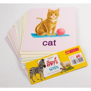 MISBOOK การ์ดหนูชอบสัตว์น่ารัก | แฟลชการ์ด flash card การ์ดคำศัพท์ การ์ดช่วยจำ การ์ดสัตว์ ของเล่นเสริมพัฒนาการ