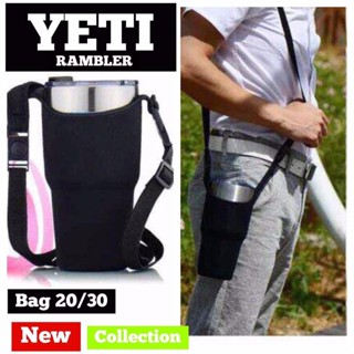 RAINBEAU กระเป๋าแก้ว YETI ใ่แก้ว ได้ทุกไซต์ มีสายสะพานยาว พกพาสะดวก ไม่ต้องถือ เก็บความเย็นได้นาน 1 ชิ้น สีดำ