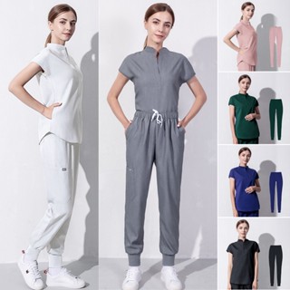【พร้อมส่ง】 ใหม่ ชุดเสื้อยืดแขนสั้น และกางเกงจ็อกกิ้ง แบบผูกเชือก แฟชั่นหมอ และพยาบาล สําหรับผู้หญิง