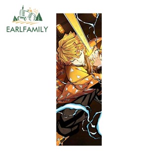 Earlfamily สติกเกอร์ลามิเนต ลายอนิเมะญี่ปุ่น Agatsuma Zenitsu Demon Slayer ขนาด 13 ซม. x 4.5 ซม. สําหรับติดตกแต่งประตูรถยนต์ รถจักรยานยนต์