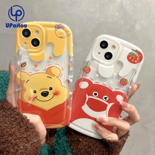 เคสโทรศัพท์มือถือแบบนิ่ม ใส ลายการ์ตูนหมีสตรอเบอร์รี่น่ารัก สําหรับ iPhone 11 14 Pro 13 12 Pro Max 14 Plus X XR Xs Max 8 7 6 6s Plus SE 2020