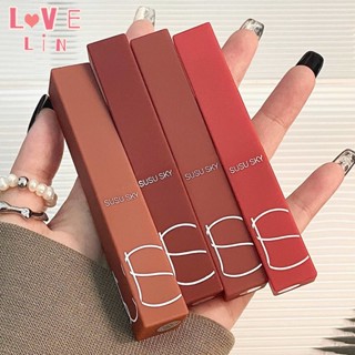 【Lovelin】SUSU Sky ลิปสติก เนื้อแมตต์ สีแดง ขนาดเล็ก เนื้อแมตต์ สีแดง พื้นผิวหมอก ของแท้ หลอดละเอียด ไม่สัมผัส ถ้วย ลิปกลอส ขายส่ง