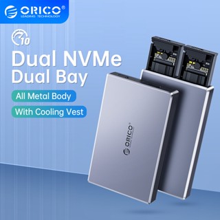 Orico เคสอลูมิเนียมอัลลอยด์ Dual Bay Dual NVMe M2 SSD รองรับดิสก์ M.2 NVMe SSD สําหรับ M Key B&amp;M Key SSD