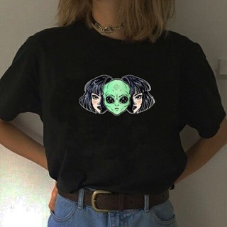 Camiseta feminina M ค่ะanga Curta/estampa Alien/Harajuku/gótico/Casual/DA ค่ะoda_02