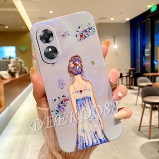 เคสโทรศัพท์มือถือ ปิดด้านหลัง ลายการ์ตูนเด็กผู้หญิง แต่งกลิตเตอร์ พลอยเทียม วิบวับ สําหรับ OPPO Reno8 T A78 5G 4G Reno 8 8T Reno8T OPPOA78