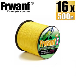 Frwanf สายเอ็นตกปลา PE แบบถัก 500 ม. 16 เส้น X16 20-500LB สีเหลือง