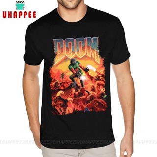 ขายดี เสื้อยืดแขนสั้น คอกลม ผ้าฝ้าย ลาย Doom Cover Novelty His PKecjc21HOanoe53