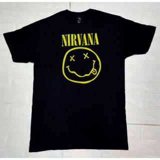 เสื้อยืดคอกลมเสื้อวง​ Nirvana smiley face ลิขสิทธิ์​แท้​S-4XL