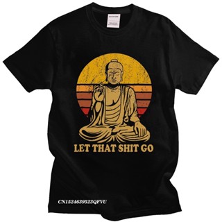 Cotton T-Shirt Vintage Let That Men Aesthetic Camisas Men Buddhism Tshirt Buddhist Religion Premium Buddha Tee Top _04