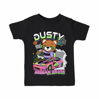 เสื้อยืด ลาย Sakazuki Nissan Silvia S15 Drift Racing Dusty Teddy Bear สไตล์วินเทจ สําหรับเด็ก_01