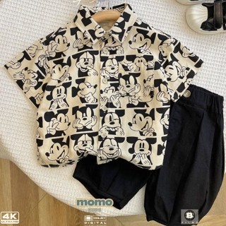 ✨【พร้อมส่ง】เสื้อเชิ้ตแขนยาวลําลอง ผ้าฝ้าย ผ้าลินิน พิมพ์ลายการ์ตูนหมี สไตล์เกาหลี สําหรับเด็กผู้ชาย อายุ 1-5 ปี