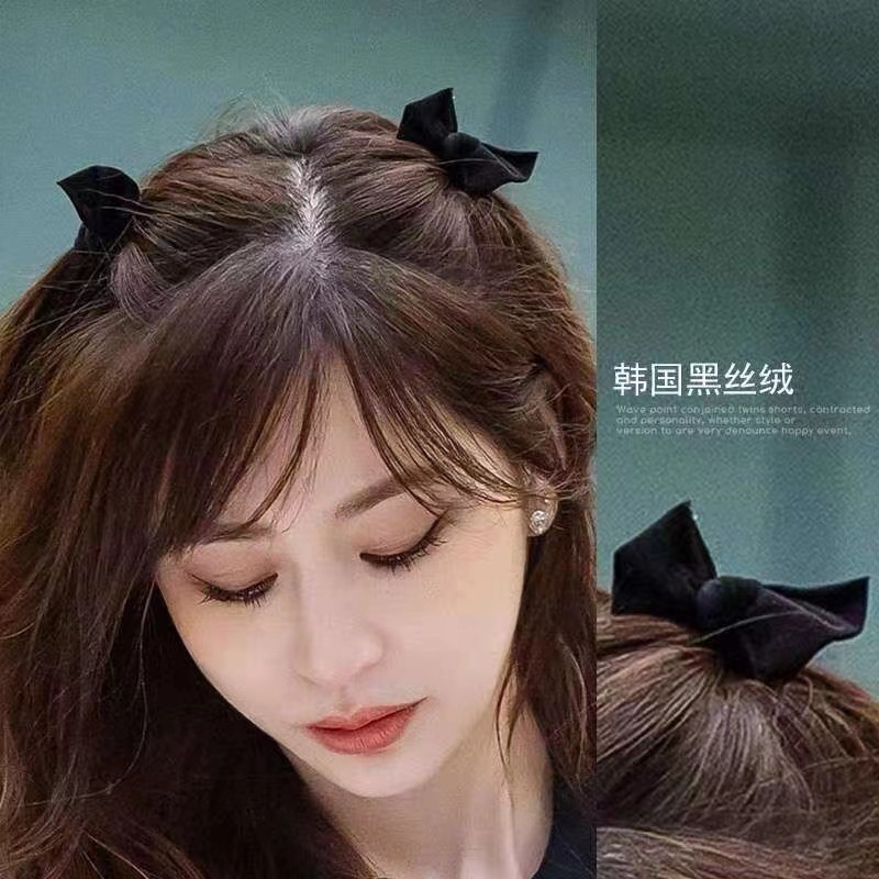 วัง ซินหลิง สไตล์เดียวกันคลิปสีดํากํามะหยี่สีแดงกิ๊บด้านหญิงฤดูร้อนเจ้าหญิงหัวโบว์ผม