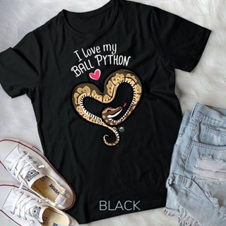 I Love My Ball Python Snake Unisex O-Neck Cotton T Shirt Men Casual Short Sleeve Tees Tops Harajuku Streetwear_01