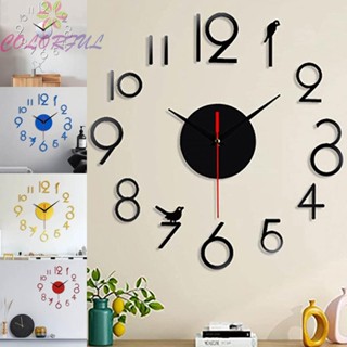 【COLORFUL】Funny 3D Frameless Wall Clock Silent DIY Wall Clock Number Wall Stickers Decor