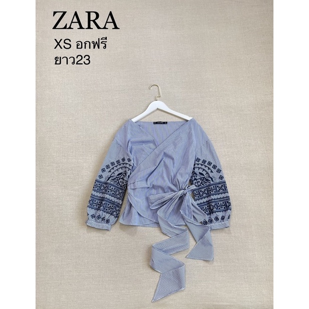 Zara เสื้อแบบผูกข้าง งานปัก สภาพดีไม่มีตำหนิค่ะ