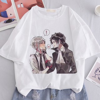 Bungo Stray Dogs Graphic Print T-shirt Women Harajuku Aesthetic White Tops Tshirt Tee  Summer Japan Anime Y2k Femal_09