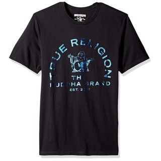 True Religion Minimalism In Black Men T-shirt unisex tee O-neck cotton_01