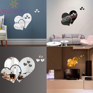 【COLORFUL】DIY Acrylic mirror self-adhesive mirror wall sticker Love mirror sticker Fast delivery