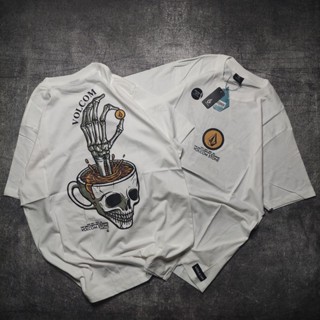 2023เสื้อยืด พิมพ์ลาย VOLCOM SKULL สีขาว นําเข้า สําหรับผู้ชายS-5XL