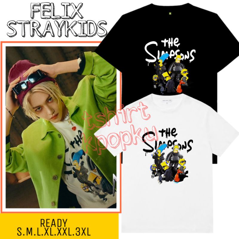 ย้อนยุคเสื้อยืด พิมพ์ลาย straykids felix simsons สไตล์เกาหลี สําหรับครอบครัวS-5XL