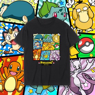 T-Shirt Round Neck Pokemon Short Sleeves Pure Cotton Boys And Girls Teenagers Students Printed Shirts Anime Men And_07