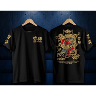 New T-Shirt/Kaos Oblong / Distro/Kaos Samurai Japanese/Kaos Tokyo/Kaos Naga Gold Kanji/Kaos Dragon Raijin Short Sle_02