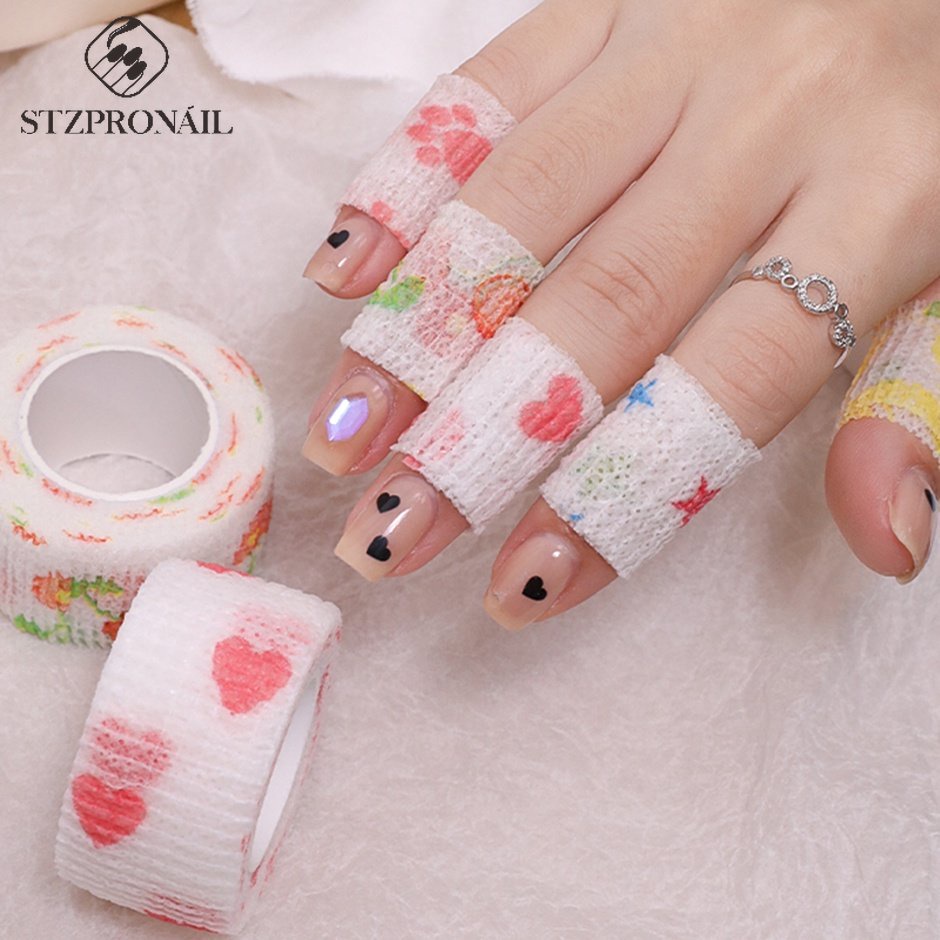Stzpronail Flex เล็บผ้าพันแผลป้องกันนิ้ว Star Heart Roll เทปห่อ Breathable ป้องกัน Self-กาวผ้าพันแผลเล็บเครื่องมือ