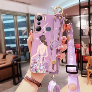 เคสโทรศัพท์มือถือ ลายกระโปรง พร้อมสายคล้องยาว หรูหรา สําหรับ Infinix Hot 20i X665C X665E Hot 20 Play X6825