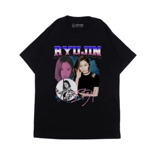 เสื้อยืดผ้าฝ้ายพิมพ์ลาย Kpop BOOTLEG SERIES - Ryujin ITZY Black Tshirt_07