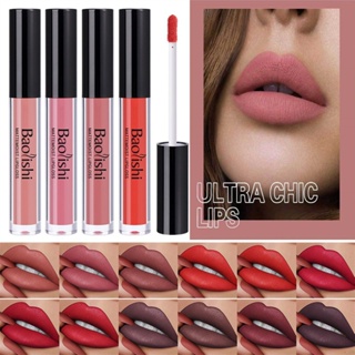 ♕Baolishi 12สี Mist Liquid Lip Glaze Matte กำมะหยี่กันน้ำติดทนนาน Non Stick Cup Stage Lip แต่งหน้า Wfuture♕