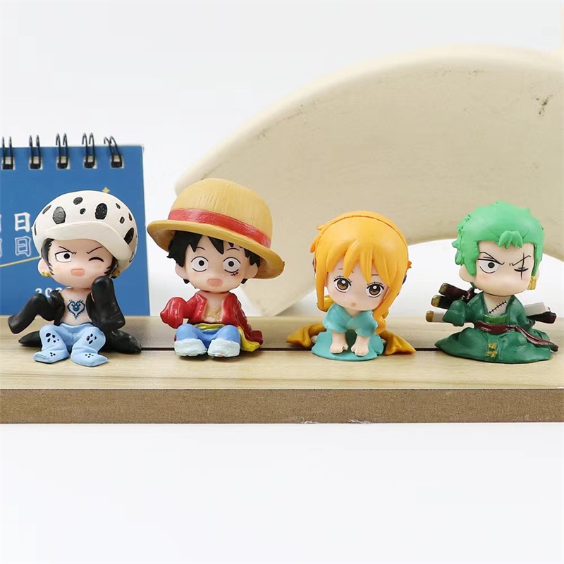 โมเดลฟิกเกอร์ PVC รูปการ์ตูนอนิเมะ One Piece Q Version Luffy Zoro Nami Law ขนาด 4 ซม. เหมาะกับของขวัญวันเกิด ของเล่นสําหรับเด็ก