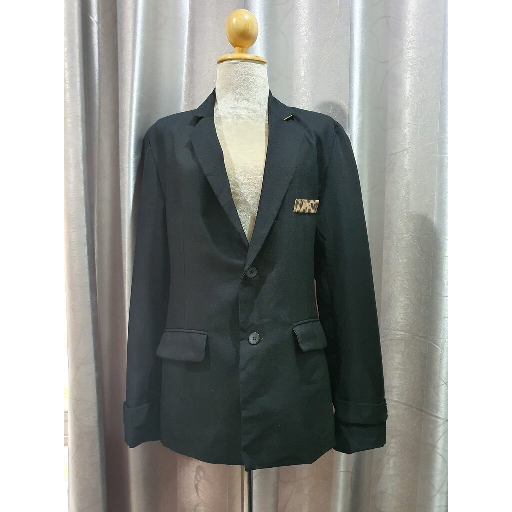 FF05995 เสื้อสูท ทรงแฟชั่น สีดำ มือสอง อก 37 นิ้ว