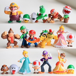 ฟิกเกอร์ PVC รูป Super Mario Bros Family Mario Luigi Wario Waluigi Toad Yoshi Princess Peach Donkey Kong ของเล่นสําหรับเด็ก 18 ชิ้น ต่อชุด