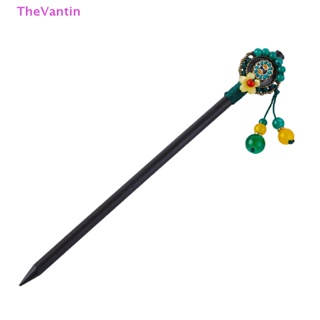 Thevantin กิ๊บติดผมไม้ ลายดอกไม้ สไตล์จีนโบราณ เครื่องประดับผม สําหรับผู้หญิง