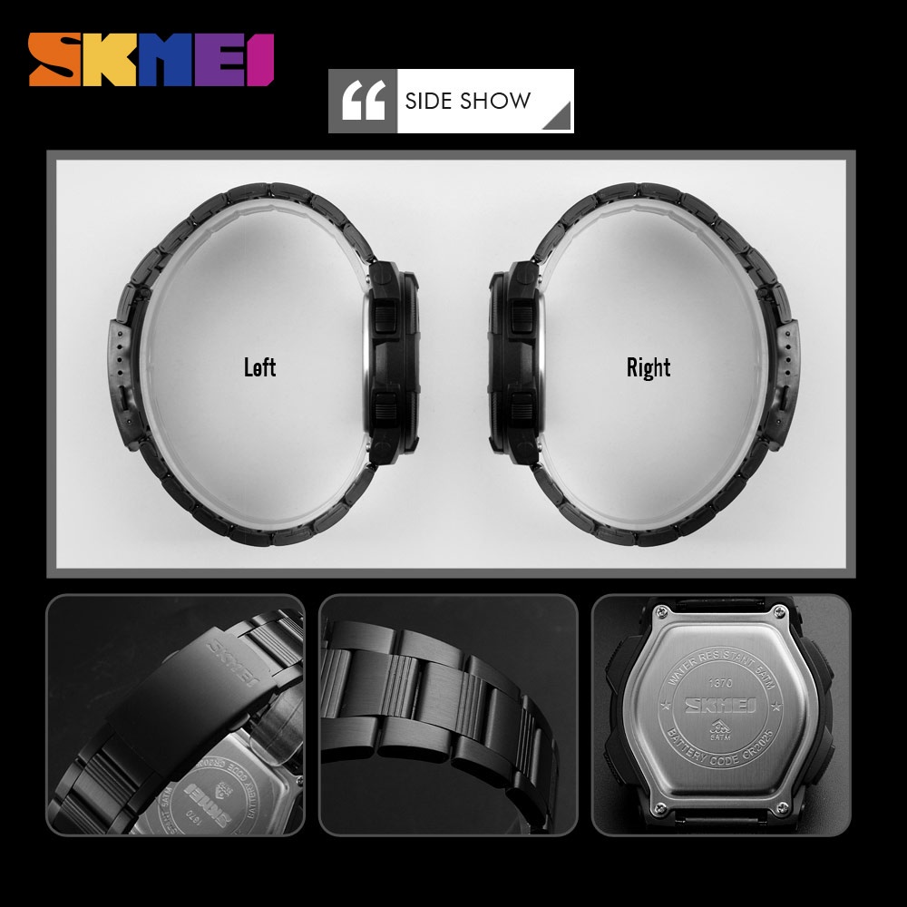 Skmei 1370 นาฬิกาผู้ชายแฟชั่นกีฬานาฬิกาควอตซ์บุรุษนาฬิกาแบรนด์หรูเหล็กเต็มรูปแบบธุรกิจนาฬิกากันน้ํา Relogio Masculino skmei