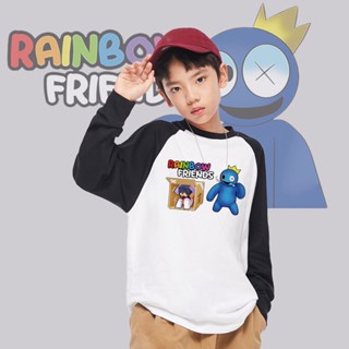 เสื้อยืดแขนยาว พิมพ์ลาย Rainbow Friends Raglan แฟชั่นสําหรับเด็กผู้ชาย และเด็กผู้หญิง