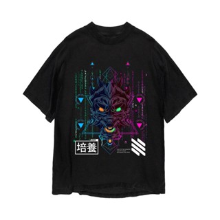 Cyberpunk Demon Oni Mask Japanese Streetwear Hip Hop Clothing, Cyber Anime Grunge Skateboarding, Street Style_12