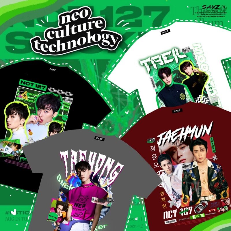 [S-5XL]เสื้อยืด NCT 127 Sticker ver | Nctzen | แจฮยอน | Taeyong | เครื่องหมาย | Taeil | เสื้อยืด พิมพ์ลายศิลปินเกาหลี by